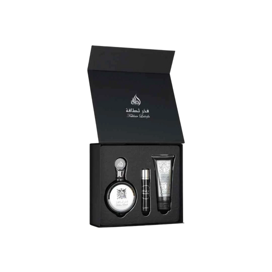 LATTAFA FAKHAR LATTAFA BLACK GIFT SET FOR MEN - 100 ml + 100 ml + 12 ml -Hadiyyeh