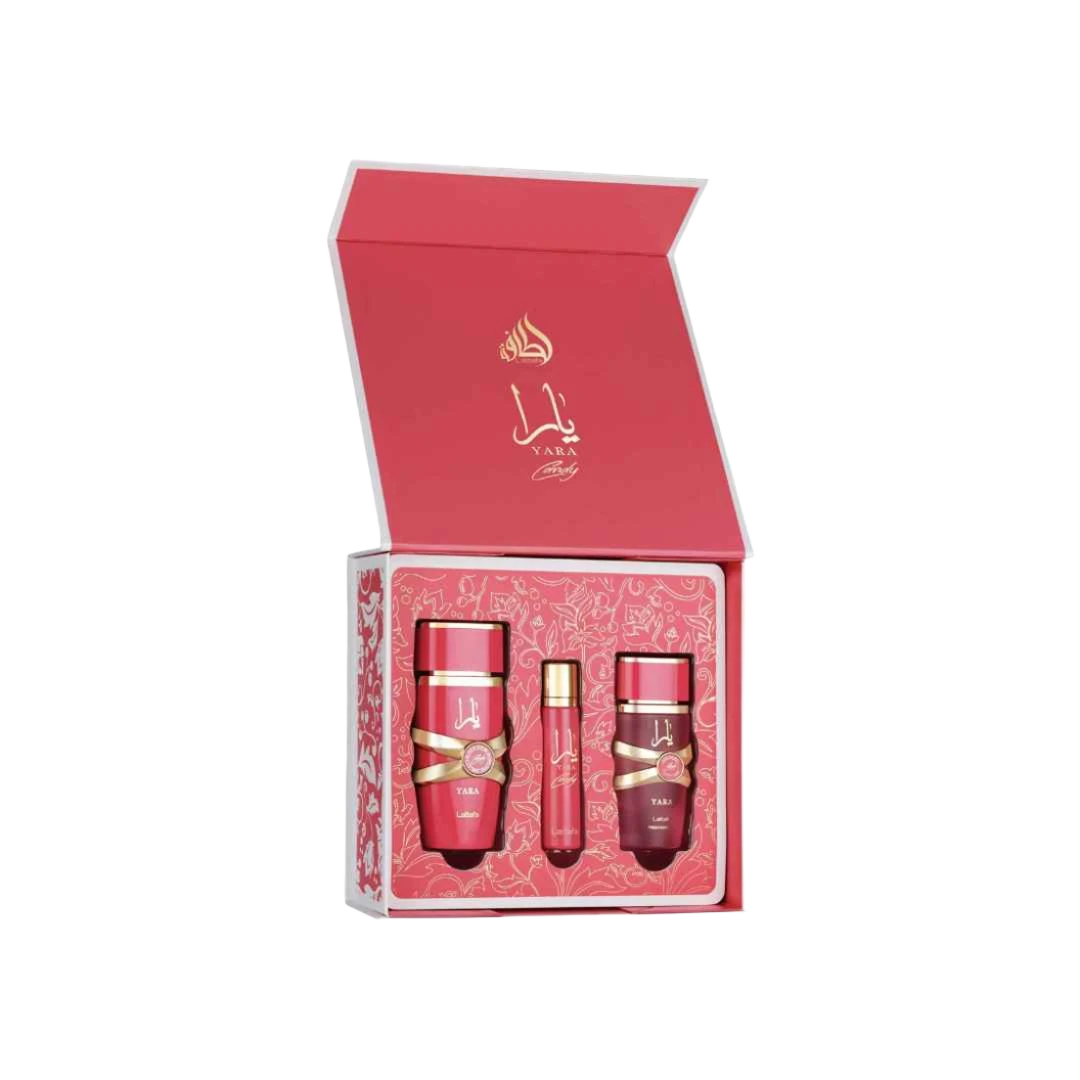 LATTAFA YARA CANDY GIFT SET FOR WOMEN - 100 ml + 50 ml + 12 ml -Hadiyyeh