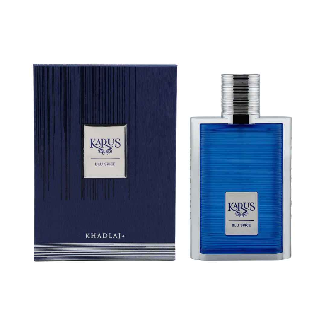 Fresh and spicy men's everyday fragrance Karus Blu Spice at Hadiyyeh Jordan.