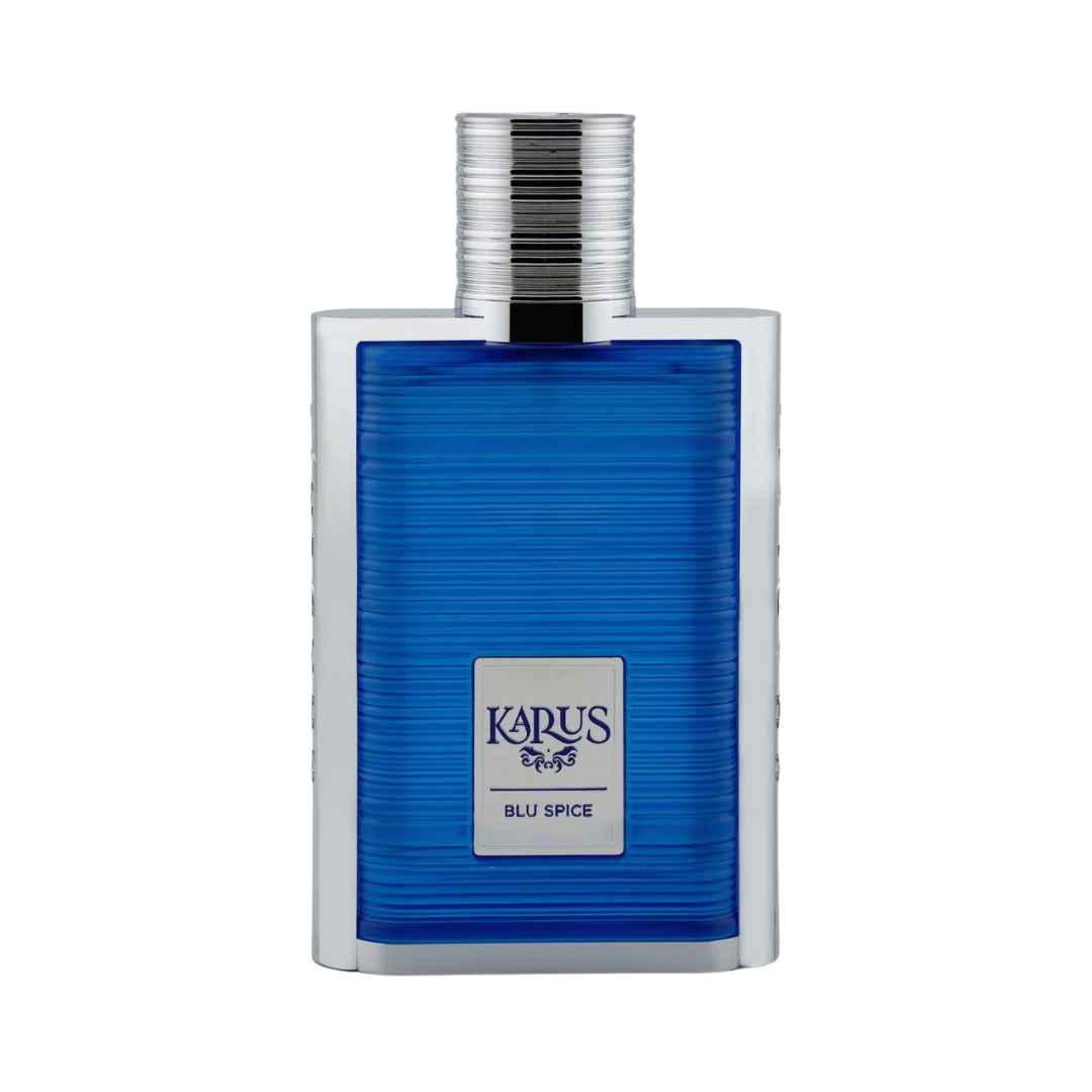 Fresh and spicy men's everyday fragrance Karus Blu Spice at Hadiyyeh Jordan.