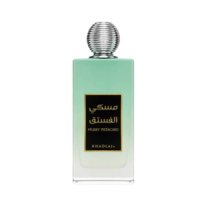 Khadlaj Musky Pistachio Water Perfume unisex 100ml – mint green bottle with silver cap and Arabic label