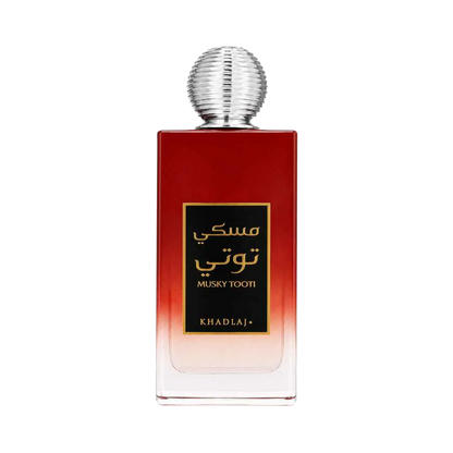 Khadlaj Musky Tooti Water Perfume unisex 100ml – red gradient bottle with silver cap and Arabic label