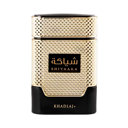Khadlaj Shiyaaka Gold perfume for women 100ml – gold and black studded bottle with Arabic "Shiyaaka" label