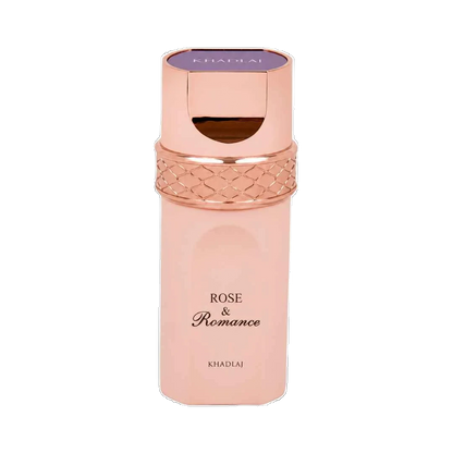 Khadlaj Rose & Romance perfume for women 100ml – peach bottle with rose-gold collar