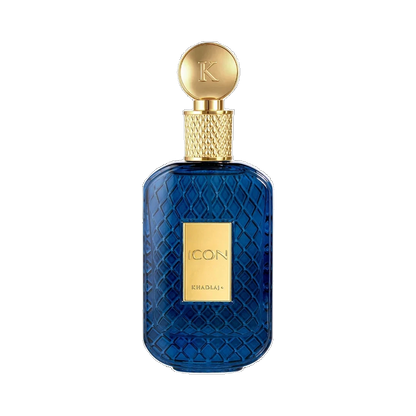 Khadlaj Icon perfume for men 100ml – blue textured bottle with gold ball cap