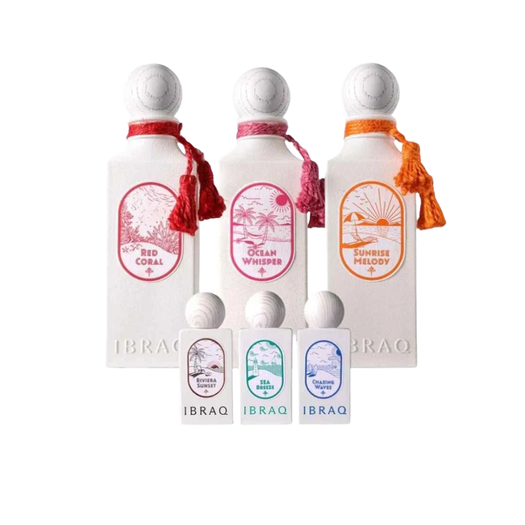 IBRAQ SUMMER OCEAN COLLECTION EDP UNISEX - 3 x 100 ml + 3 x 10 ml -Hadiyyeh