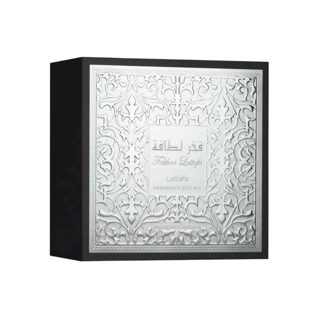 LATTAFA FAKHAR LATTAFA BLACK GIFT SET FOR MEN - 100 ml + 100 ml + 12 ml -Hadiyyeh
